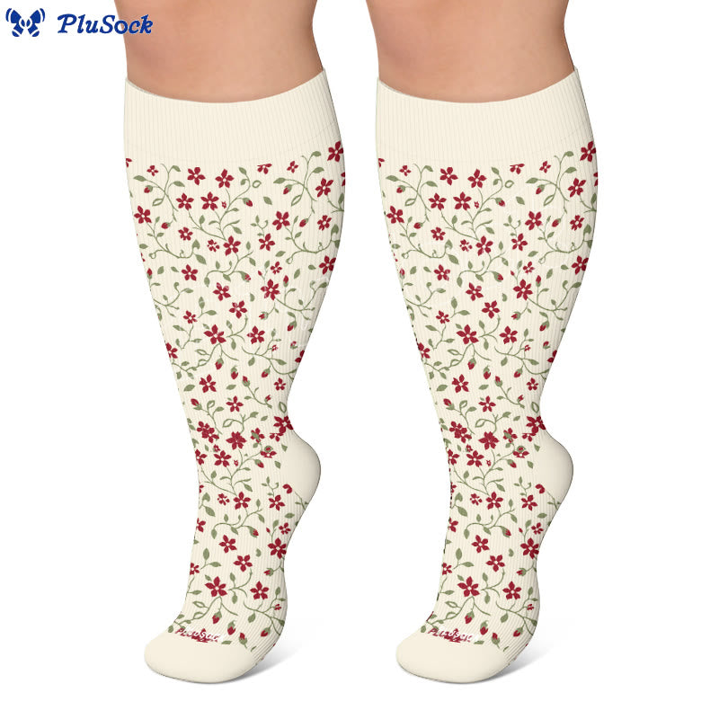 Plus Size Floral Nordic Heart Compression Socks - image 2