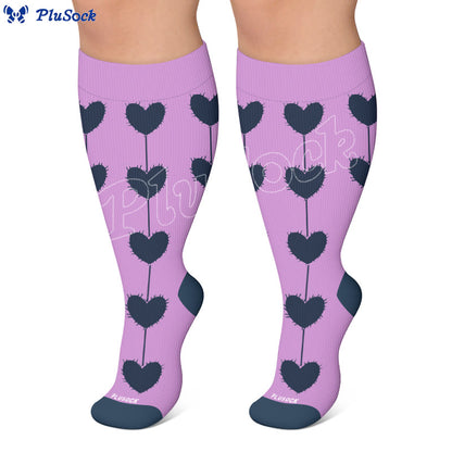 Plus Size Floral Nordic Heart Compression Socks - image 4