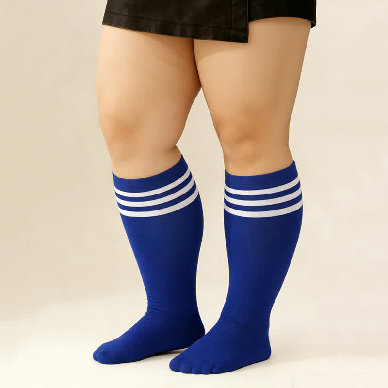 Striped Breathable Knee High Socks (3 Pairs) - image 0