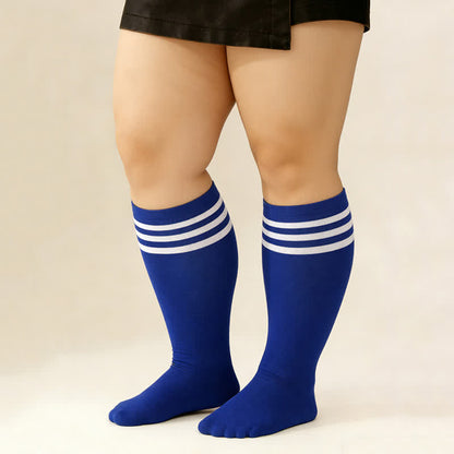 Striped Breathable Knee High Socks (3 Pairs) - image 0