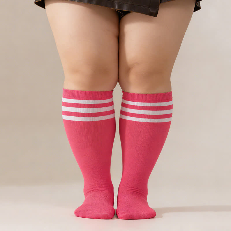 Striped Breathable Knee High Socks (3 Pairs) - image 1