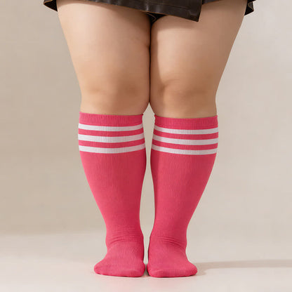 Striped Breathable Knee High Socks (3 Pairs) - image 1