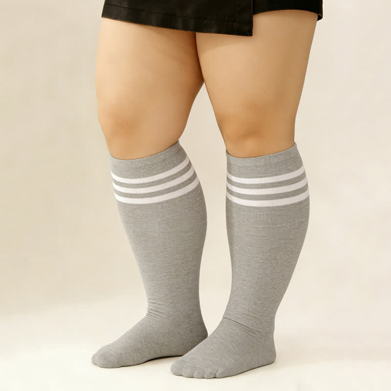 Striped Breathable Knee High Socks (3 Pairs) - image 6
