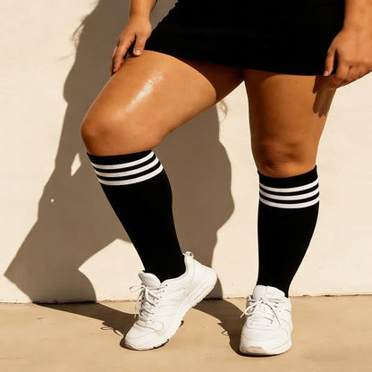 Striped Breathable Knee High Socks (3 Pairs) - image 8