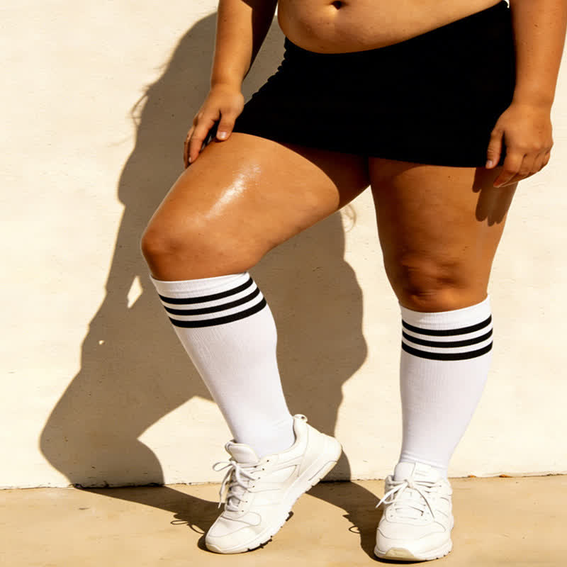Striped Breathable Knee High Socks (3 Pairs) - image 7