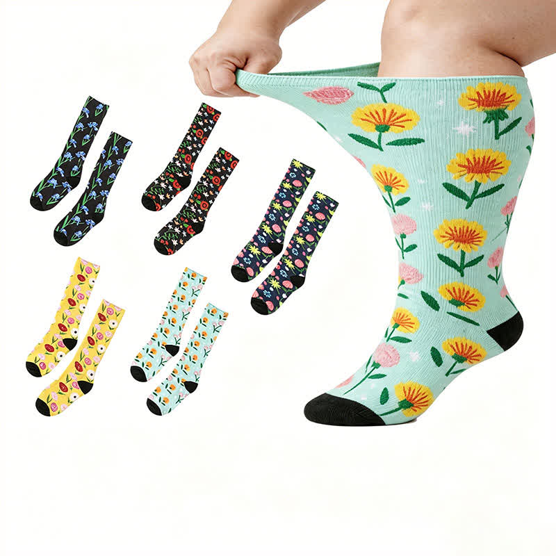 Plus Size Floral Garden Knee High Socks - image 0