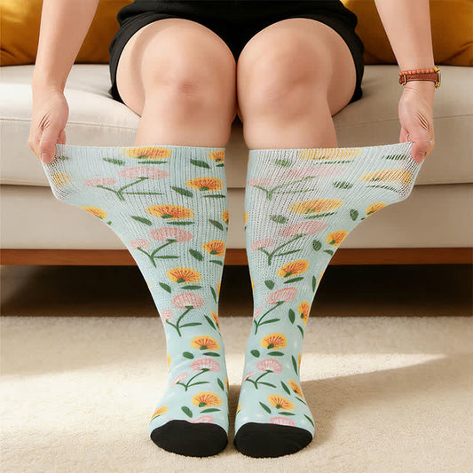 Plus Size Floral Garden Knee High Socks - image 0