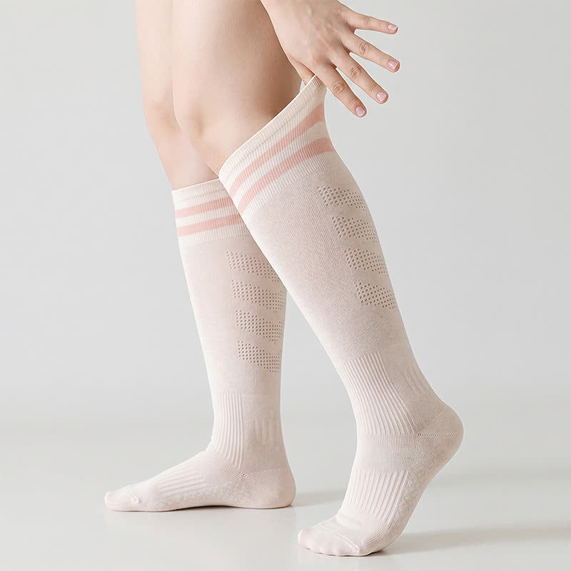 Mesh Stripe Compression Socks(2 Pairs) - Pink - EU36-39(US3-6) - image 7