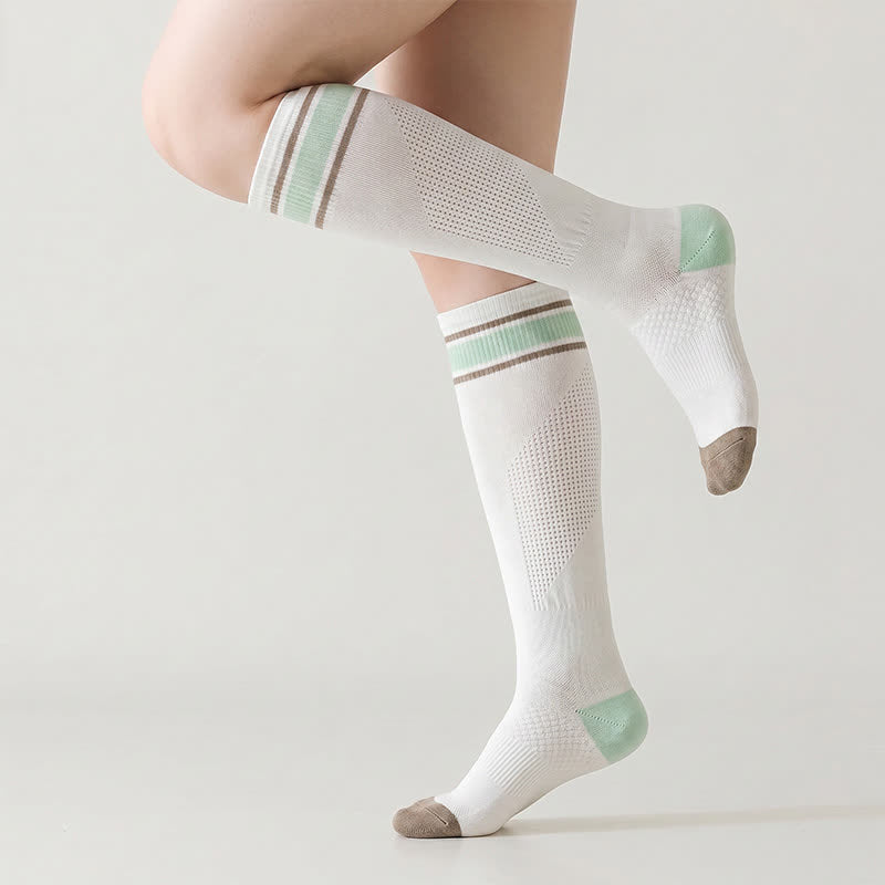 Striped Sport Compression Socks 1 Pairs - White-A - EU36-39(US3-6) - image 0