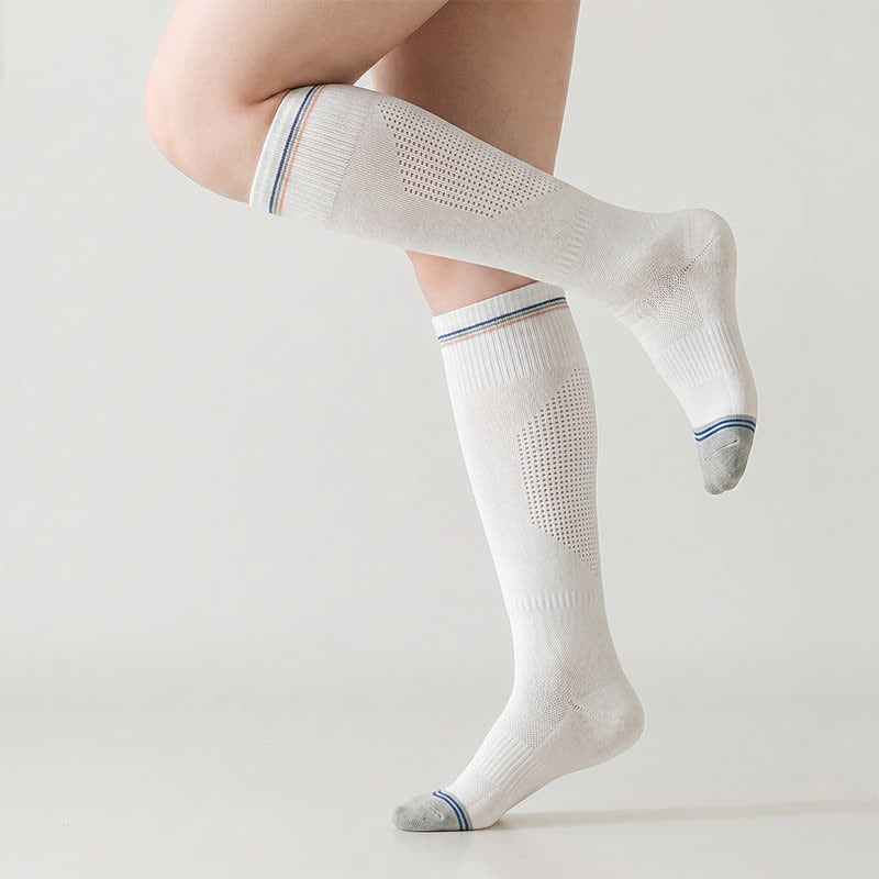 Striped Sport Compression Socks 1 Pairs - White-D - EU36-39(US3-6) - image 3