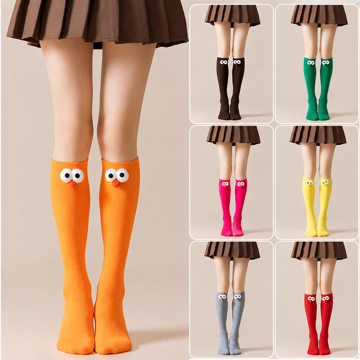 Cute Animal Knee High Socks(4 Pairs) - Multicolor - EU34-40(US1-7) - image 0