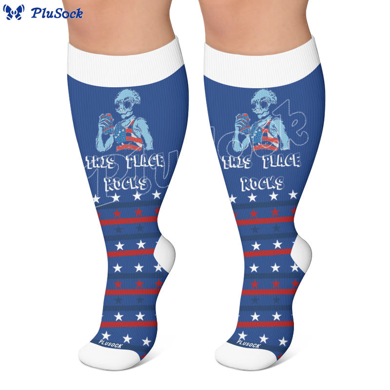 Plus Size Firework Stripe Compression Socks - image 6