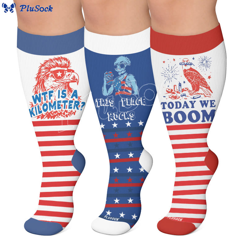 Plus Size Firework Stripe Compression Socks - image 0