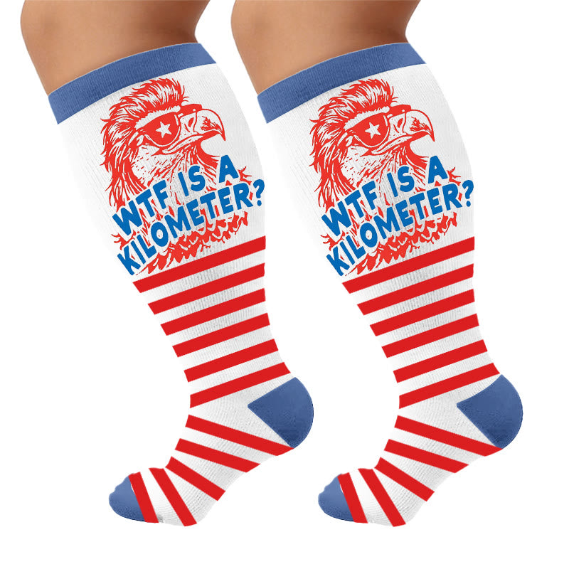 Plus Size Firework Stripe Compression Socks - White(1 Pair) - 4XL - image 8