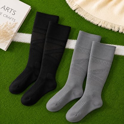 Mesh Stripe Compression Socks(2 Pairs) - Black+Dark Grey - EU36-39(US3-6) - image 10