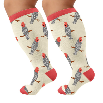 Plus Size Bird Compression Socks - Red(1 Pair) - 4XL - image 10