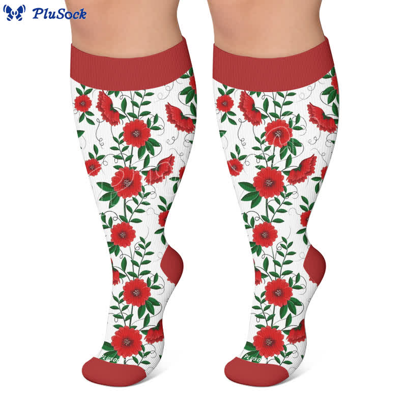 Plus SizeVibrant Flowers Compression Socks - image 7