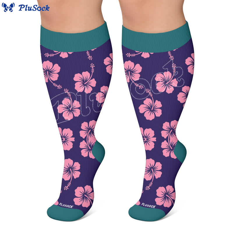 Plus SizeVibrant Flowers Compression Socks - image 6