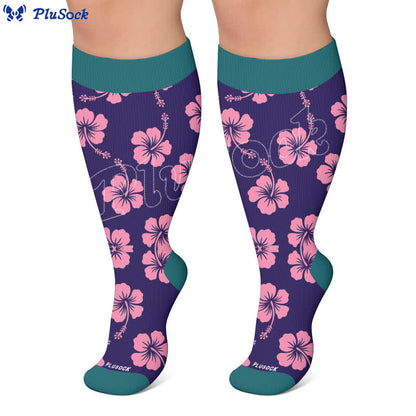 Plus SizeVibrant Flowers Compression Socks - image 6