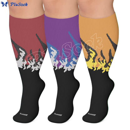 Plus Size Flame Colorblock Compression Socks - image 0