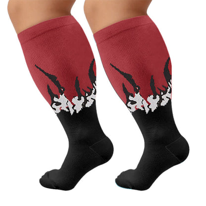 Plus Size Flame Colorblock Compression Socks - Purple(1 Pair) - 2XL - image 8