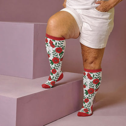 Plus SizeVibrant Flowers Compression Socks - image 2