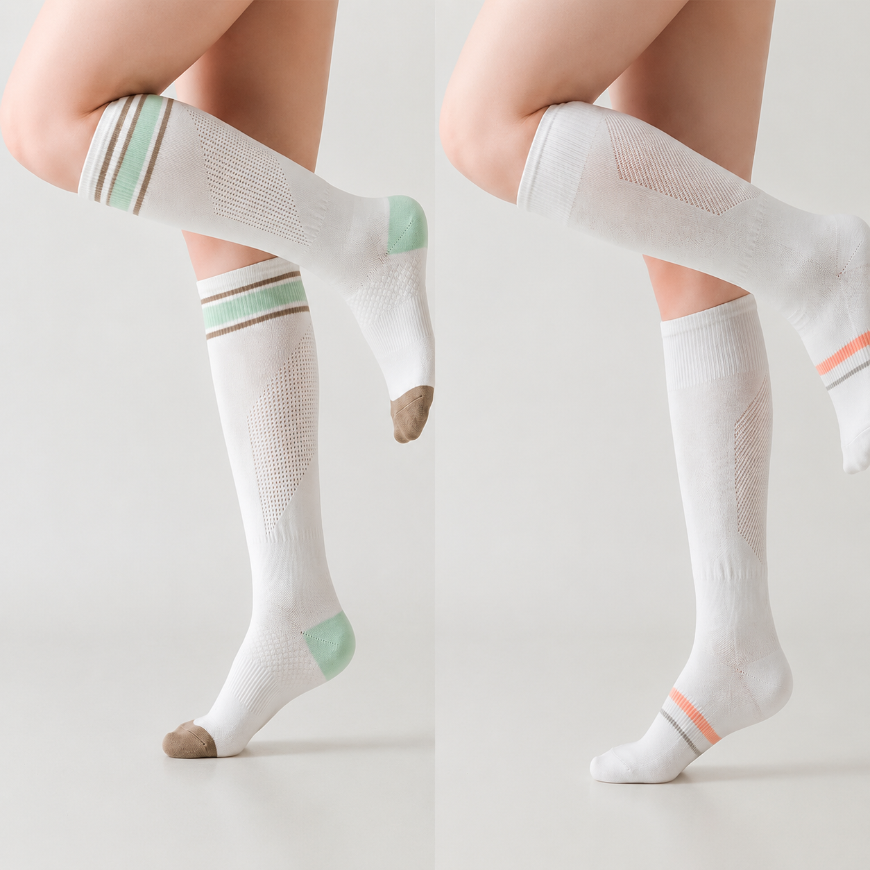 Striped Sport Compression Socks 1 Pairs - White-A+White-C - EU36-39(US3-6) - image 5