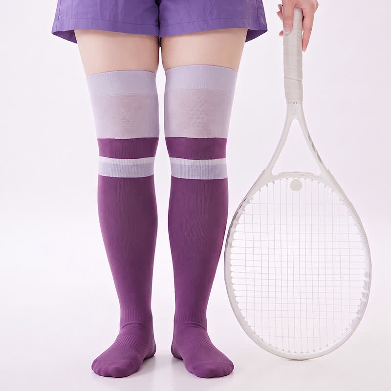 Colorblock Athletic Compression Socks(2 Pairs) - Purple - EU36-40(US3-7) - image 0