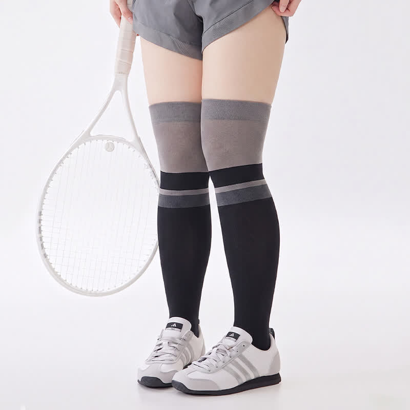 Colorblock Athletic Compression Socks(2 Pairs) - Black - EU36-40(US3-7) - image 1
