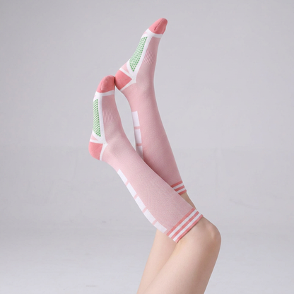Sport Stripe Compression Socks(2 Pairs) - Pink - EU36-40(US3-7) - image 9