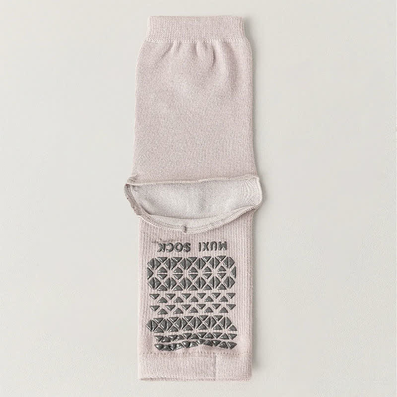 Breathable Knit Casual Grip Socks (3 Pairs) - Purple - One Size - image 6
