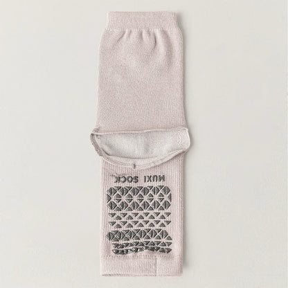 Breathable Knit Casual Grip Socks (3 Pairs) - Purple - One Size - image 6