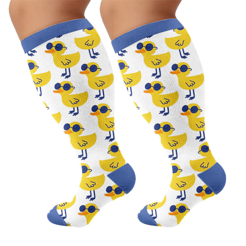 Plus Size Playful Farm Bird Compression Socks - White(1 Pair) - 4XL - image 9