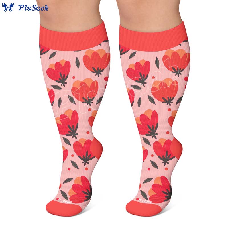 Plus Size Floral White Compression Socks - image 7