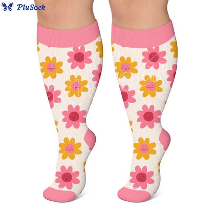 Plus Size Floral White Compression Socks - image 6