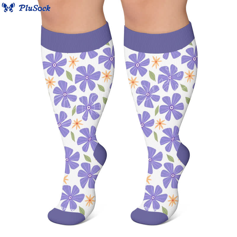 Plus Size Floral White Compression Socks - image 5