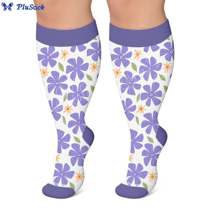 Plus Size Floral White Compression Socks - image 5