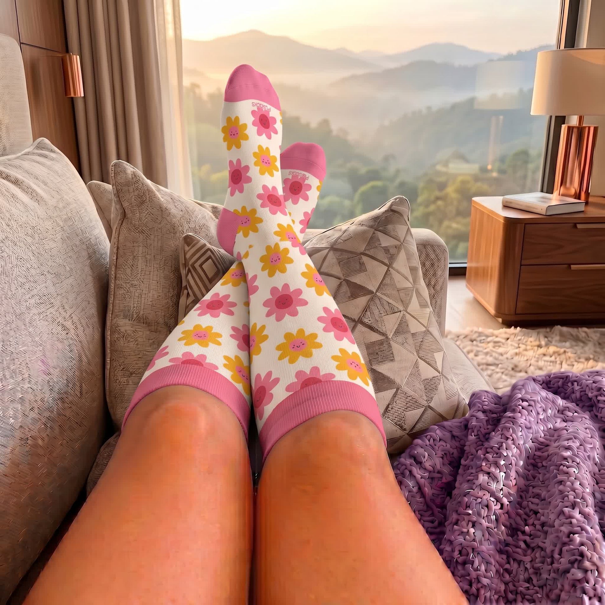 Plus Size Floral White Compression Socks - image 3