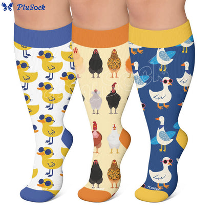 Plus Size Playful Farm Bird Compression Socks - image 0