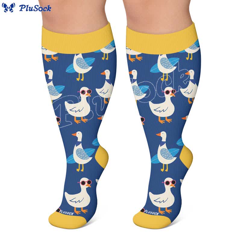 Plus Size Playful Farm Bird Compression Socks - image 7