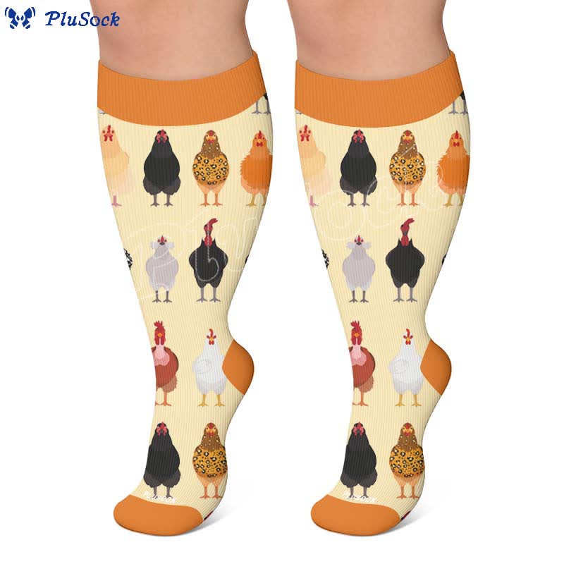 Plus Size Playful Farm Bird Compression Socks - image 6