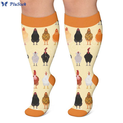 Plus Size Playful Farm Bird Compression Socks - image 6