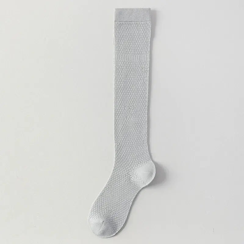 Sheer Mesh Ribbed Knee HIgh Socks(4 Pairs) - Dark Grey - EU35-40(US2-7) - image 11