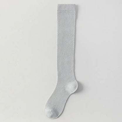 Sheer Mesh Ribbed Knee HIgh Socks(4 Pairs) - Dark Grey - EU35-40(US2-7) - image 11