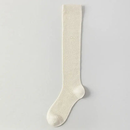 Sheer Mesh Ribbed Knee HIgh Socks(4 Pairs) - Apricot - EU35-40(US2-7) - image 8