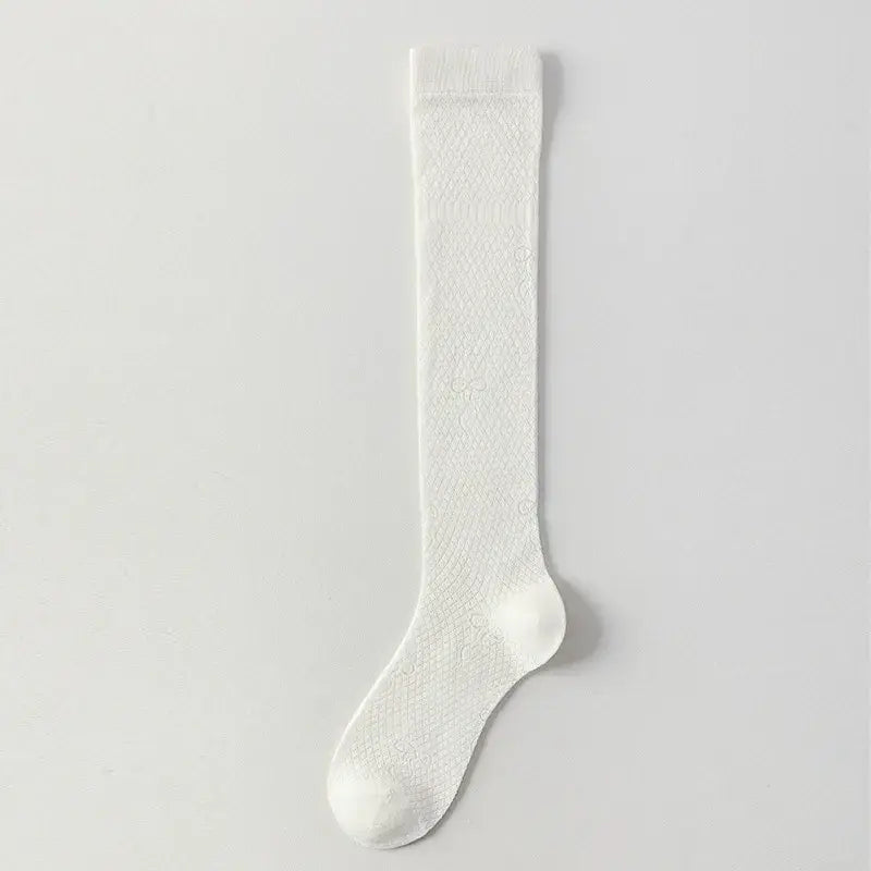 Sheer Mesh Ribbed Knee HIgh Socks(4 Pairs) - White - EU35-40(US2-7) - image 6