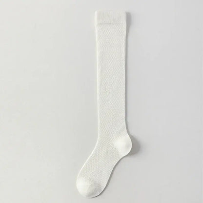 Sheer Mesh Ribbed Knee HIgh Socks(4 Pairs) - White - EU35-40(US2-7) - image 6