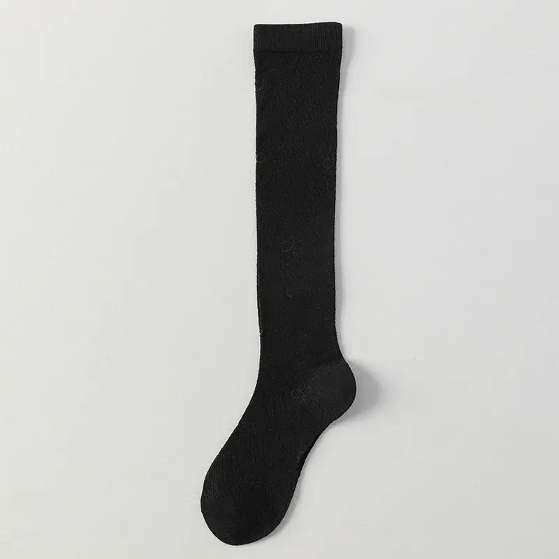 Sheer Mesh Ribbed Knee HIgh Socks(4 Pairs) - Black - One Size - image 7