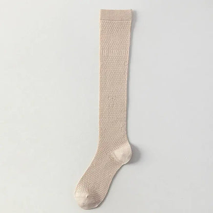 Sheer Mesh Ribbed Knee HIgh Socks(4 Pairs) - Coffee - EU35-40(US2-7) - image 9