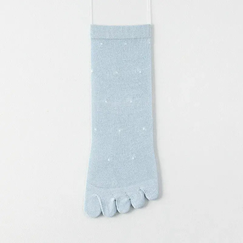 Sheer Polka Dot Toe Quarter Alignment Socks(3 Pairs) - Blue - EU35-39(US2-6) - image 7